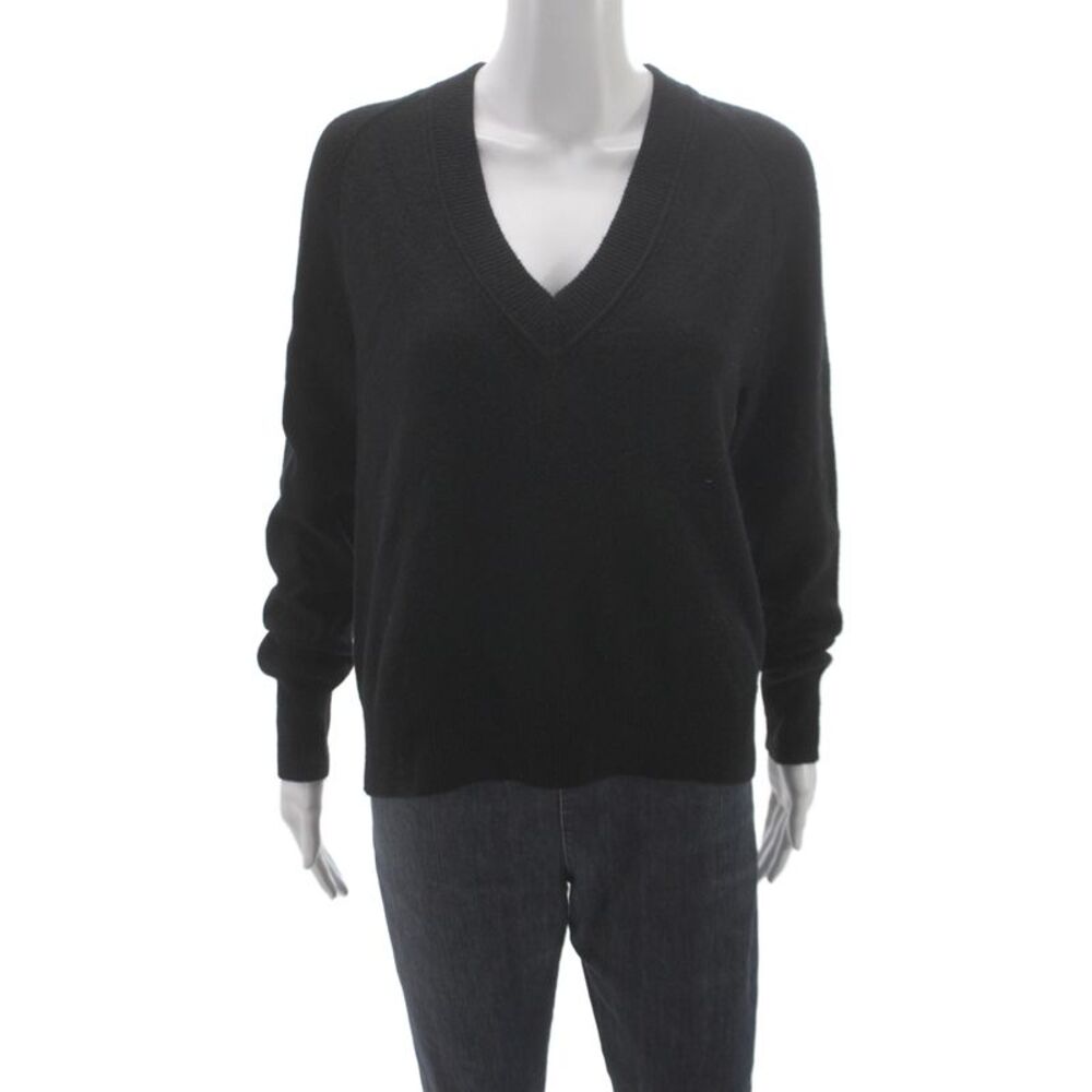 Equipment Femme Womens Black Cashmere V-Neck Pullover Long Sleeve Size S